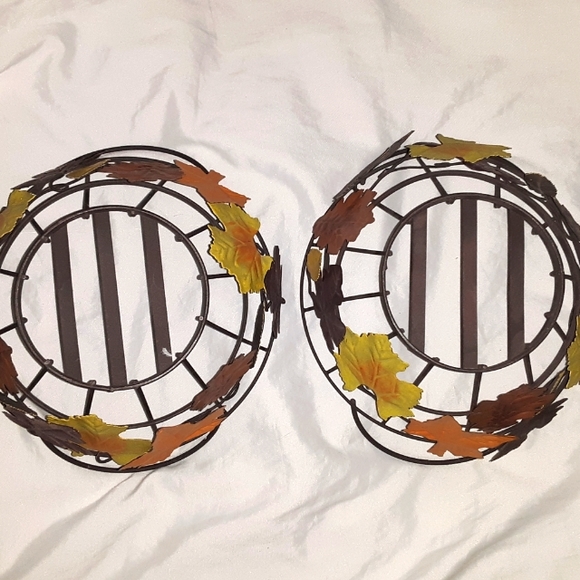 Set of Two Fall Leaves Decorative Metal Baskets - Picture 5 of 5